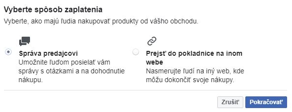 Facebook Obchod - nastavenie obchodu Facebook Obchod - nastavenie obchodu